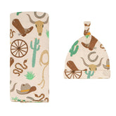 Little Sleepies Caramel Ready to Rodeo swaddle blanket in bamboo fabric for gentle newborn comfort.