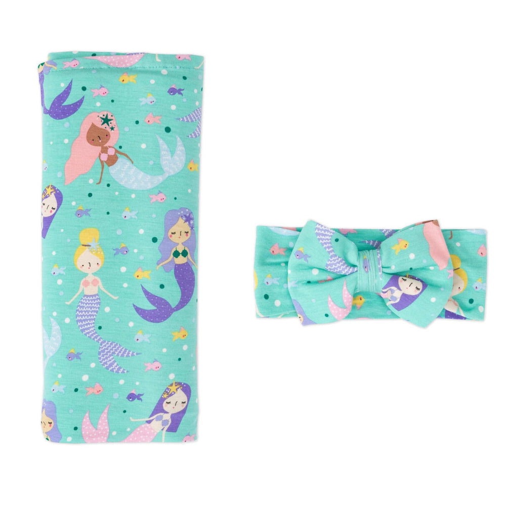 Little Sleepies Mermaid Magic swaddle blanket for soft, breathable newborn cuddling