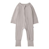 Little Sleepies ribbed zippy newborn pajamas in dove gray for cozy nights