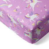 Little Sleepies Sienna Unicorns crib sheet with playful print for cozy nursery nights and durable stretch.