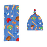 Little Sleepies swaddle blanket in Blue All Stars offers soft, breathable comfort for newborn snuggles.