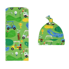 Little Sleepies swaddle blanket in Fairway Fun keeps newborns cozy and breathable