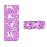 Little Sleepies swaddle unicorn pattern provides a soothing newborn touch.