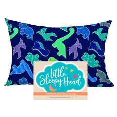 Little Sleepy Head dinosaurs blue youth pillow case for snug 16x22 fit.