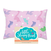 Little Sleepy Head dinosaurs pink youth pillow case, 16x22, snug home or travel use.