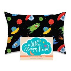 Little Sleepy Head space-n-rockets pillow case offers a snug, travel-ready fit.