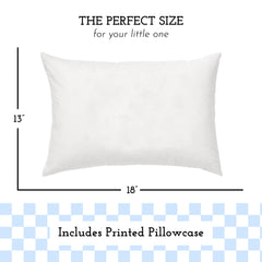 Little Sleepy Head toddler pillowcase in checkers baby blue, snugly fitted for easy washing