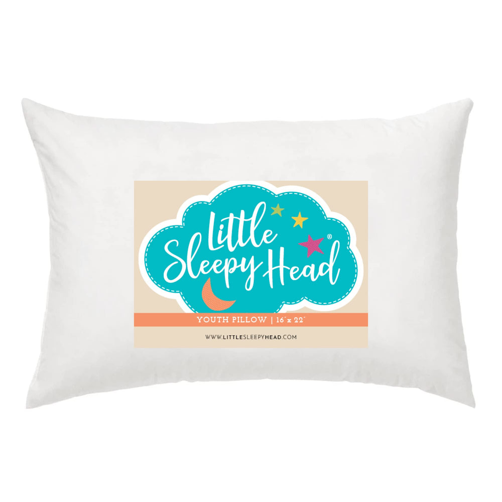 Little Sleepy Head youth pillow in 16x22 size offers gentle support for kids.