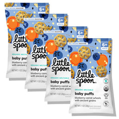 Little Spoon meltable wheels four-pack packaging highlights a convenient snack option.
