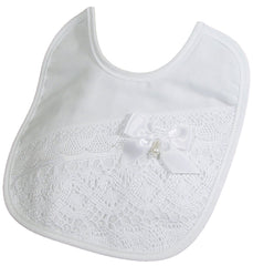 Little Things Mean A Lot girl's cotton bib with cluny trim for gentle everyday protection