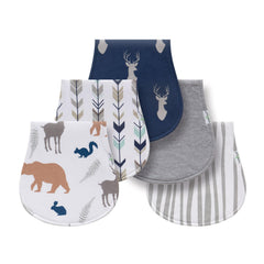 Little Tots burp cloths with absorbent three-layer cotton for quick cleanup.