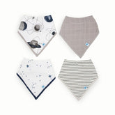 Little Unicorn Baby Bandana Bib Planetary, front view, keeps outfits dry for droolers.