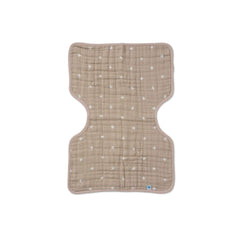 Close-up of taupe cross fabric showing soft, breathable material for baby comfort