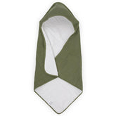 Little Unicorn Fern hooded towel front view with plush terry interior