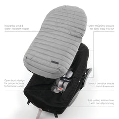 Little Unicorn footmuff universal fit adapts to most baby seats for warmth.