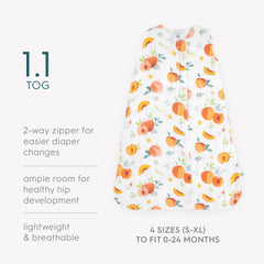 Little Unicorn Georgia Peach muslin fabric close-up highlights breathable layers.