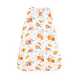 Little Unicorn Georgia Peach sleep sack front view with soft muslin fabric for cozy nights.
