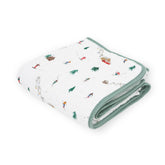 Little Unicorn muslin quilt Powder Party closeup showing ultra-soft fabric for baby comfort