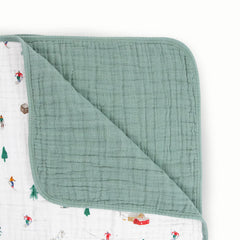 Little Unicorn muslin quilt Powder Party folded blanket ready for on-the-go snuggles