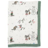 Little Unicorn newborn quilt — soft muslin front for cozy cuddles.