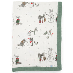 Little Unicorn newborn quilt — soft muslin front for cozy cuddles.