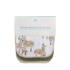 Soft cotton muslin triple-layer bib for drool and spills, Little Unicorn