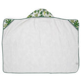 Little Unicorn hooded towel with tropical leaf print, soft and absorbent for bath time