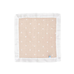 Little Unicorn satin-border closeup highlights a silky edge for soothing touch