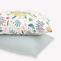 Little Unicorn Boho Dino pillowcase two-pack with ultra-soft muslin for cozy nights
