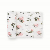 Little Unicorn stretch knit swaddle blanket in watercolor rose for soft newborn comfort.
