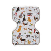 Little Unicorn Woof burp cloth flatlay shows absorbent muslin layers for clean outfits.
