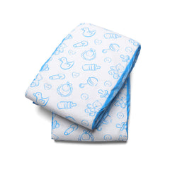 Littleforbig diaper with nursery blue print for a playful look.