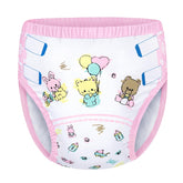 LittleForBig Baby Cuties pink front pattern for discreet leak protection.