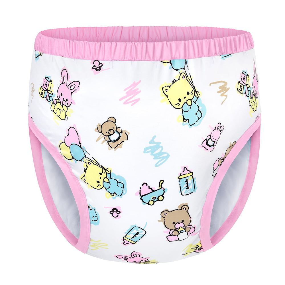 Littleforbig Baby Cuties pink training pants front view, stylish reusable wear