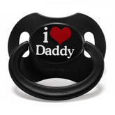 Littleforbig Bigshield Gen-II I Love Daddy black pacifier front view for comfortable adult use