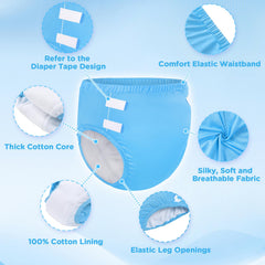 LittleForBig Primary Comfort Cloth Underwear blue—elastic waistband for flexible, secure all-day fit.