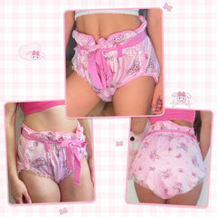 Littleforbig Silky Usagi wrap back view with adjustable waistband for easy on-off
