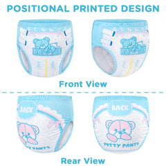 Littleforbig washable blue pants elastic waistband close-up for secure comfortable fit