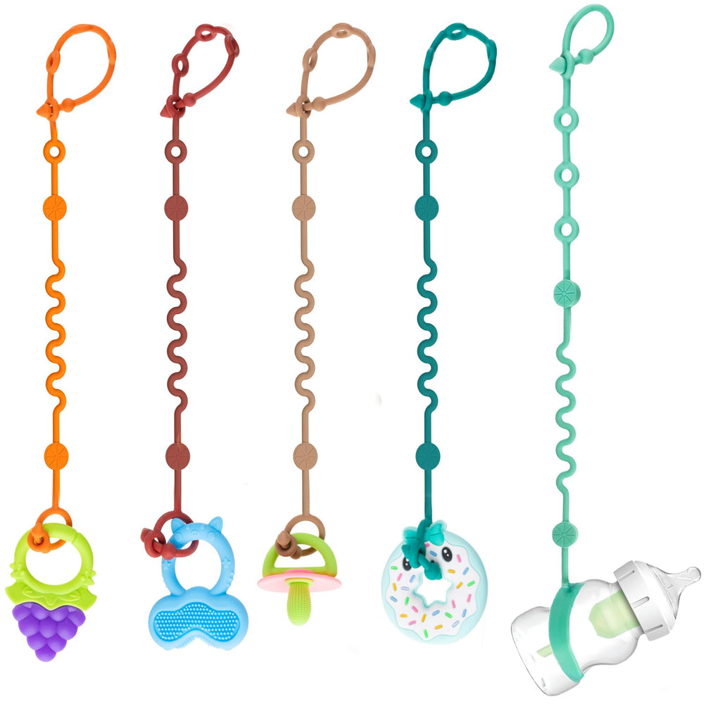 LittleHugs toy straps for stroller clip keep toys within reach and reduce drops.