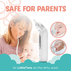 LittleTora nasal aspirator with three tip sizes for comfortable use.
