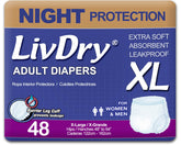 LivDry adult-xl soft clothlike material for comfortable nighttime wear