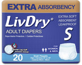 LivDry extra-absorbency-core close-up shows reliable dryness for daily wear.