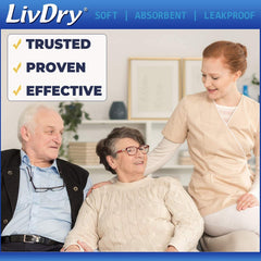 LivDry pad backing provides impermeable protection to help prevent leaks.