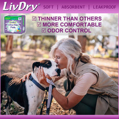 LivDry Ultra-Thin Pad side profile emphasizes comfortable, discreet wear.