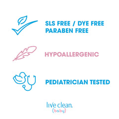 Texture close-up of Live Clean Baby Lotion: lightweight and fast-absorbing