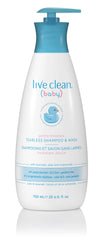 Live Clean Baby Tearless Shampoo bottle front view showing organic formula for delicate hair