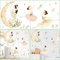 LiveGallery 3D moon and flower wall decal creates dreamy kids room atmosphere