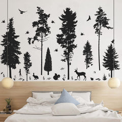 LiveGallery 8-sheets black tree wall stickers for a modern wall accent in living spaces