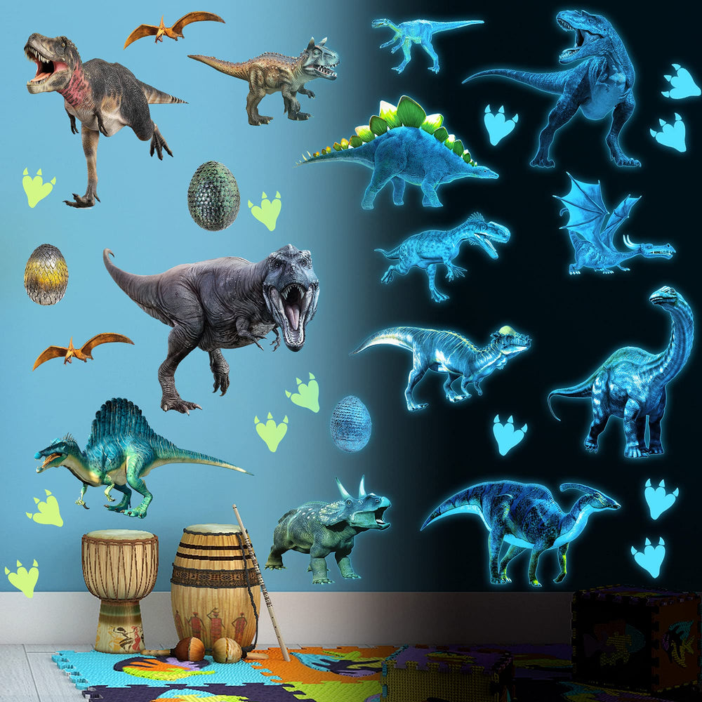 LiveGallery glow dinosaurs wall decals glow blue for bedtime scenes