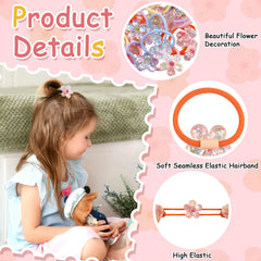 LIYAZHIL flower orange toddler hair tie adds color and helps buns stay neat.